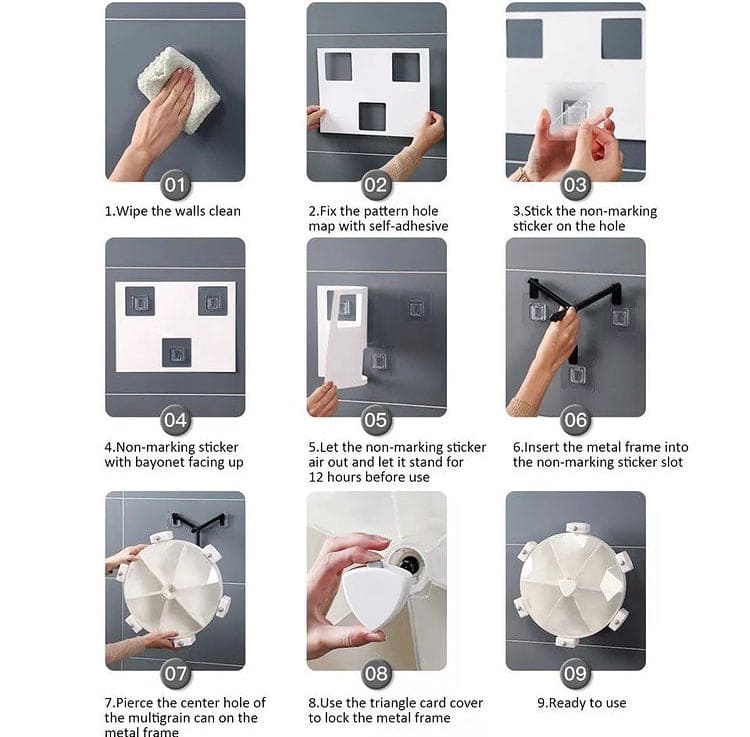Wall Mounted 6 Grids Grain Storage Wheel, Rotatable Cereal Container, 6 in 1 Rotatable Wall Mounted Rice And Pulses Container Wall Mounted 6 Grids Grain Storage Wheel, Rotatable Cereal Container, 6 in 1 Rotatable Wall Mounted Rice And Pulses Container